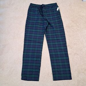 Gap Men's Flannel PJ Pants Size Medium Plaid Green Blue Pockets Cotton NEW
